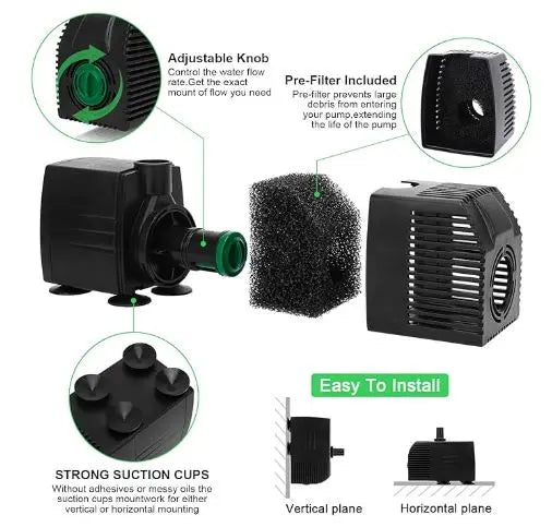 Pompe Submersible pour le bain de glace - 160 GPH (3 filtres inclus) ILOTank