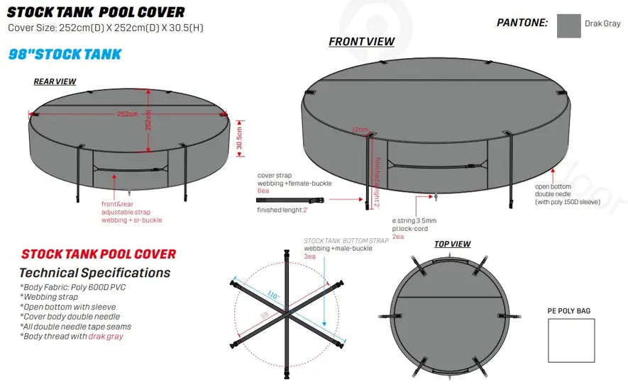 Housse de stock tank pool  sur mesure – Protection durable et ajustée 6' ILOTank